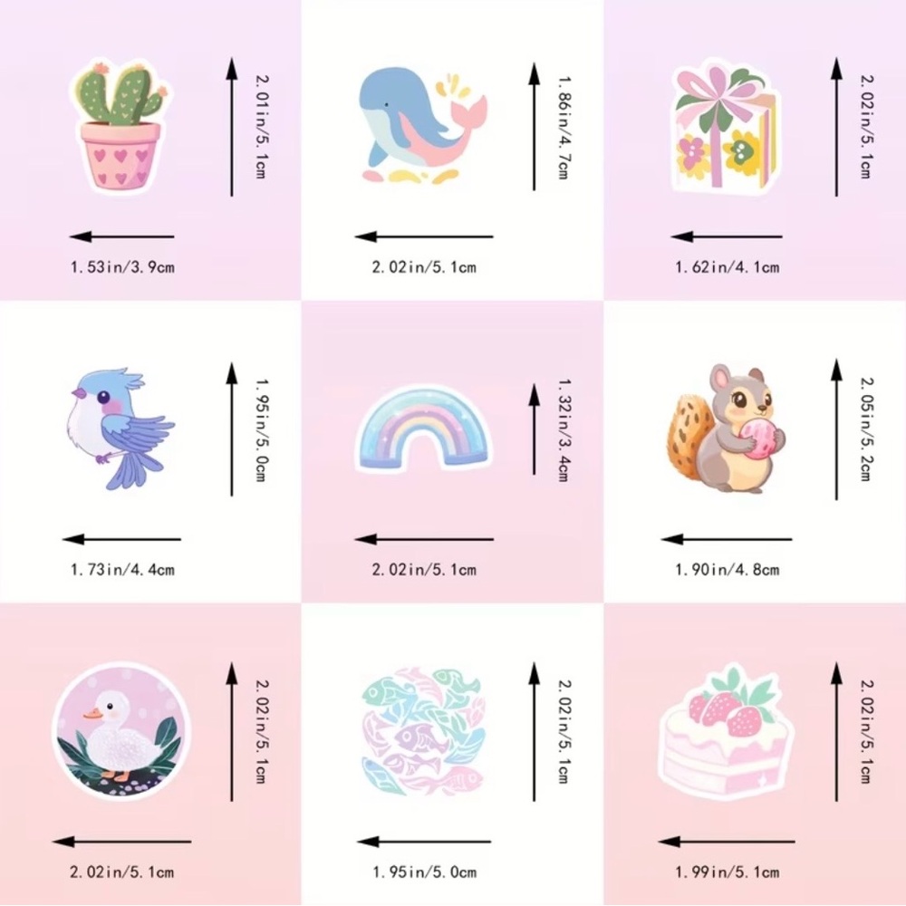 50 Pastel Springtime Stickers Animals Flowers Fun Sayings Sweets Sun - Picture 4 of 5